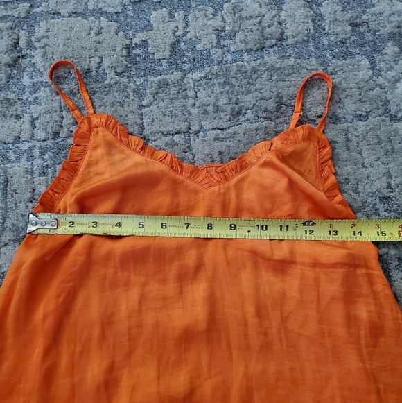 Sunset Orange LG V-Neck Ruffled Spaghetti Strap Camisole Top - Picture 10 of 10